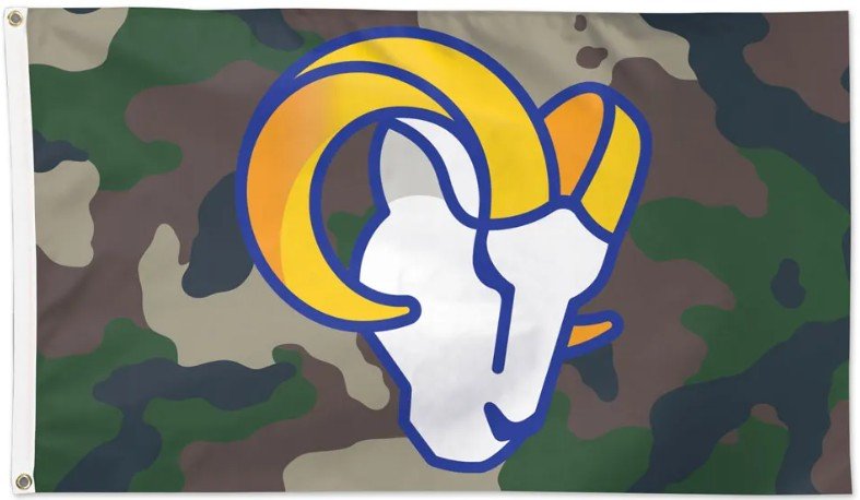 Los Angeles Rams 3x5 camouflage flag with team logo