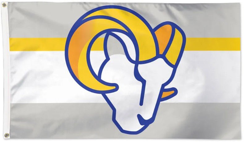 Los Angeles Rams 3x5 grey and white striped flag with team logo
