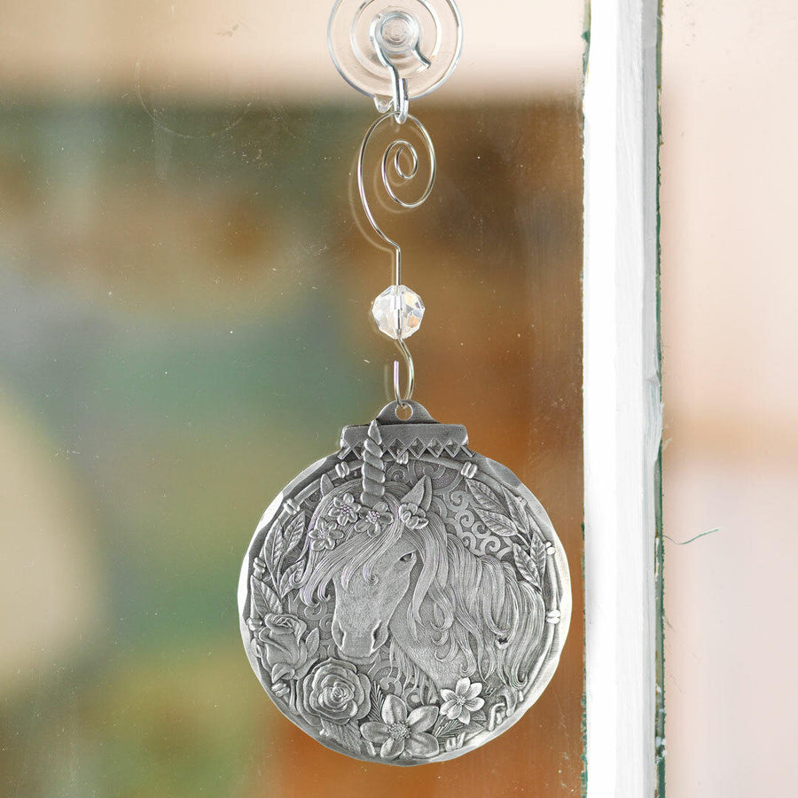 Styled display featuring Magical Unicorn Ornament