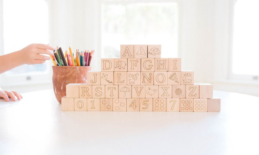 Maple Alphabet Blocks: 30-Piece Unfinished ABC Set