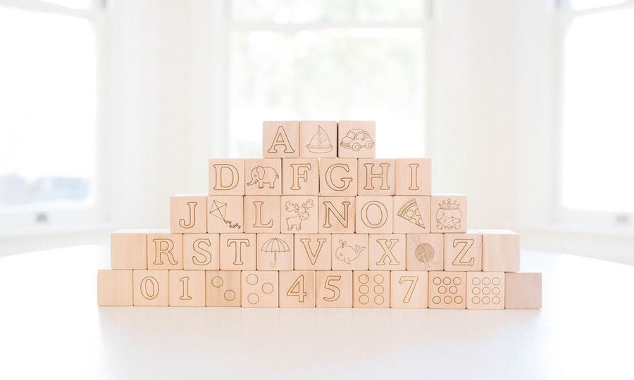 Maple Alphabet Blocks: 30-Piece Unfinished ABC Set