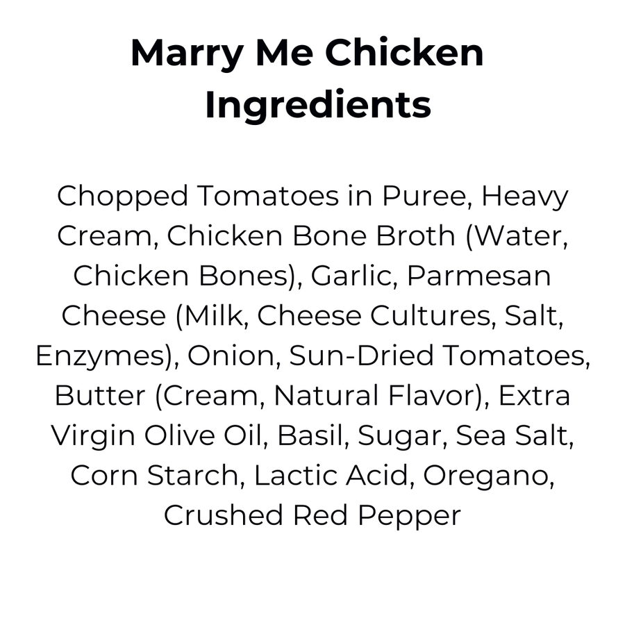 Marry Me Chicken Creamy Gourmet Sauce — ingredients panel