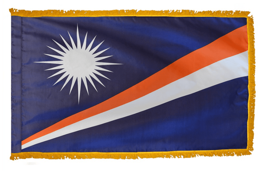 Marshall Islands nylon flag product image with orange white diagonal bands and star
