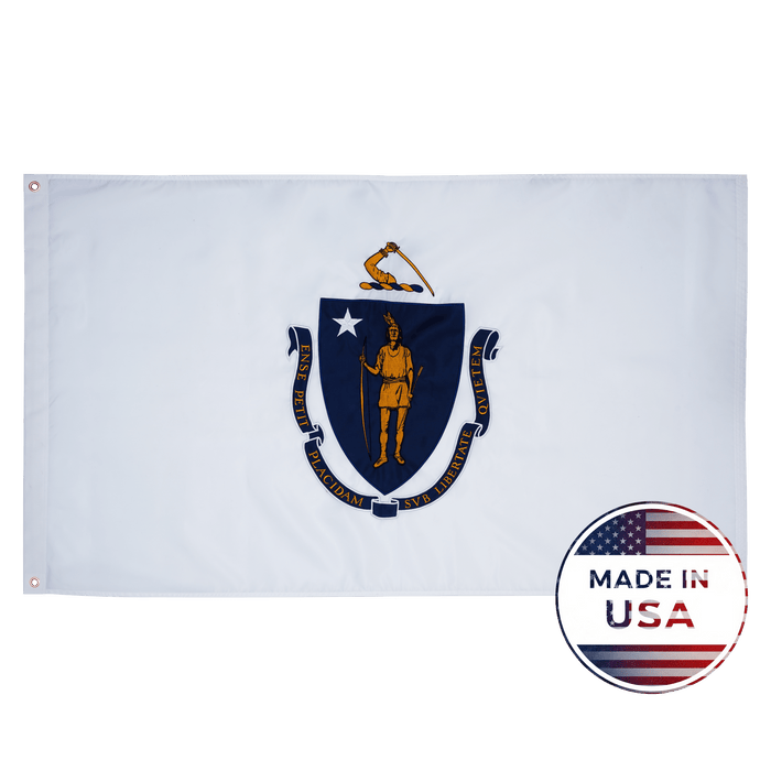 Massachusetts 3x5 state flag made in USA with embroidered Commonwealth arms