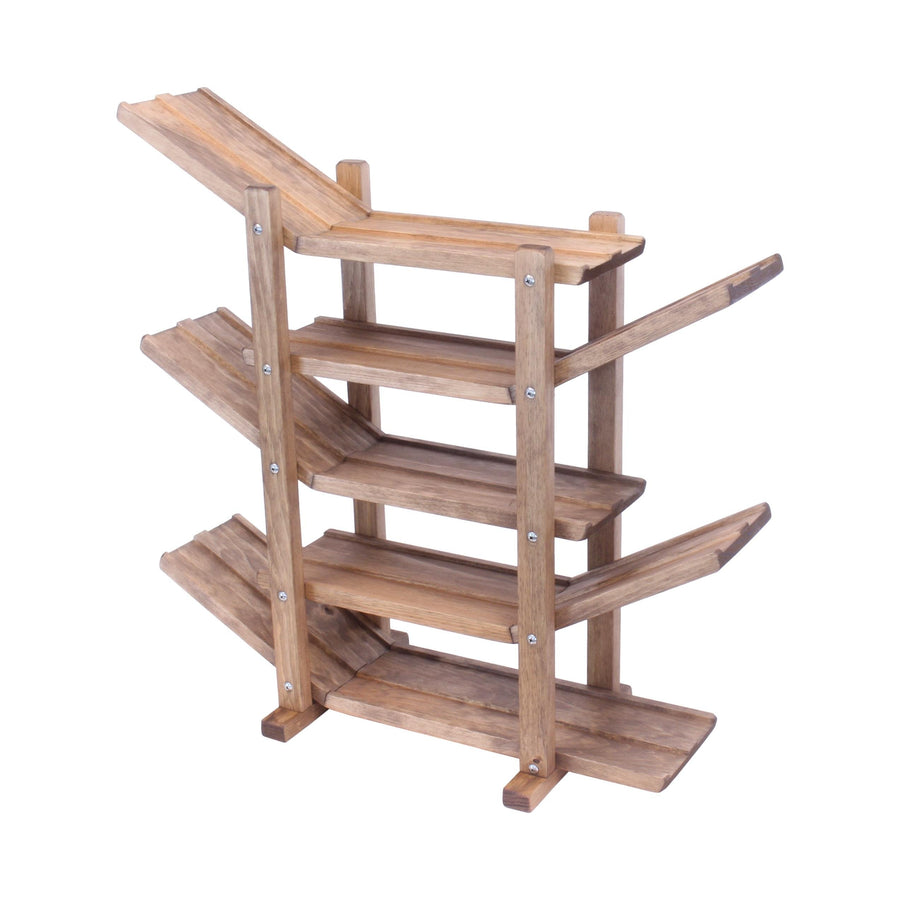 Double-Track Wooden Car Roller Racetrack with 4 Cars