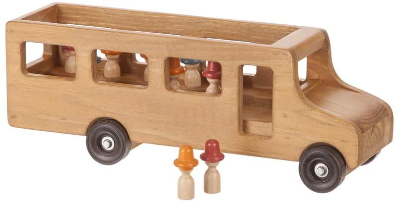 Amish-Made Wooden School Bus Toy, Child Safe Finish