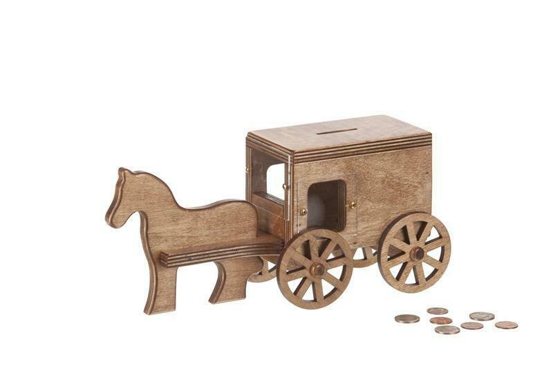 Wooden Horse & Buggy Coin Bank