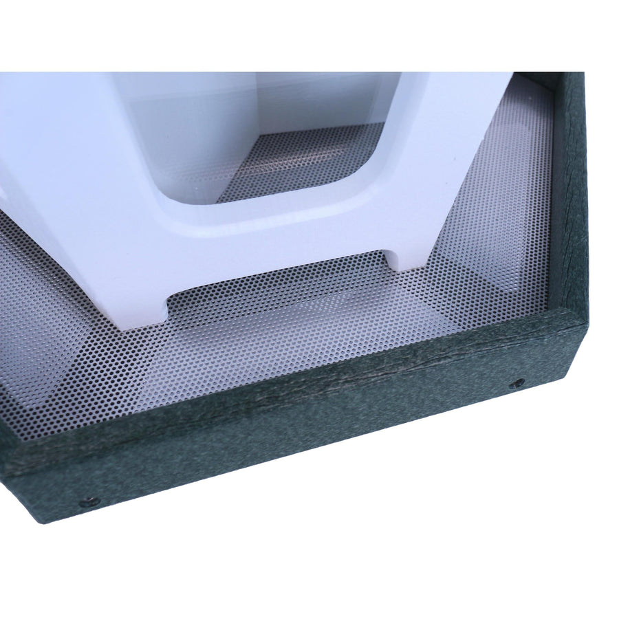 Close-up of gazebo bird-feeder tray and base