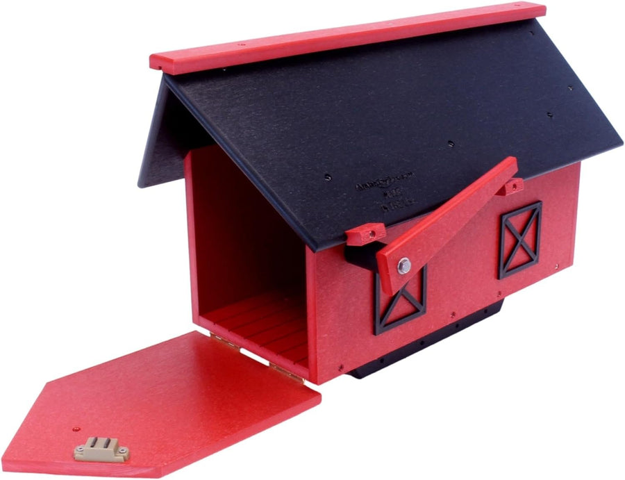 Poly-lumber mailbox with front door open