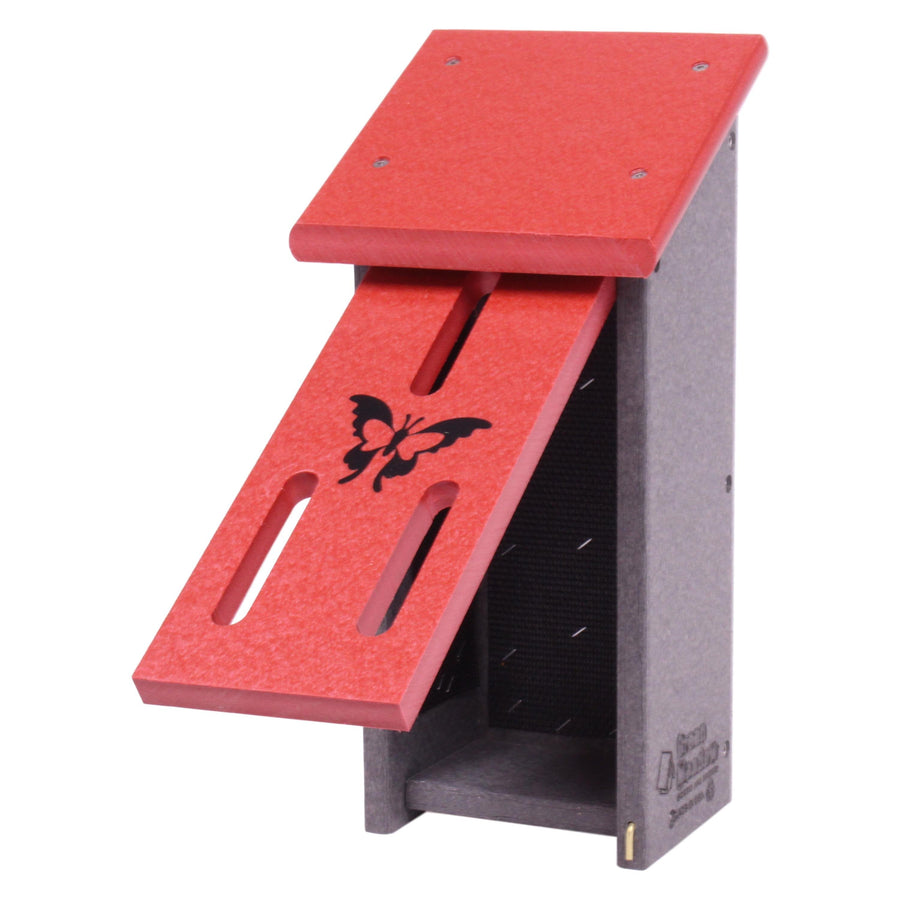 Butterfly house with front panel open