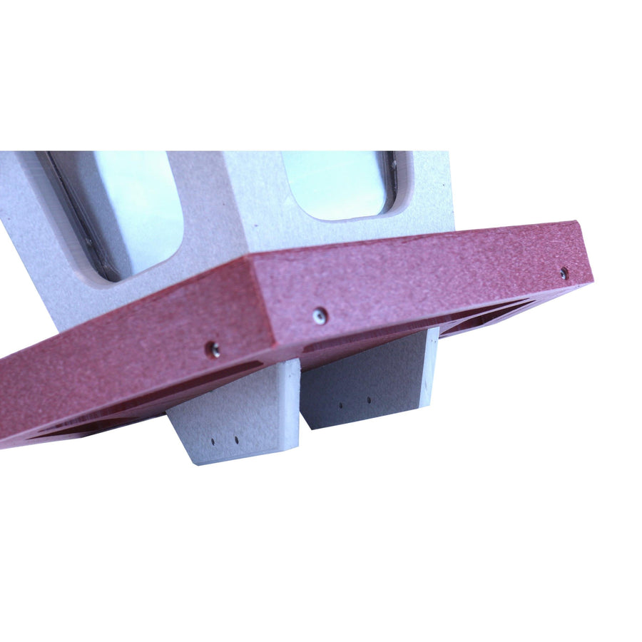 Close-up of gazebo bird-feeder tray and base