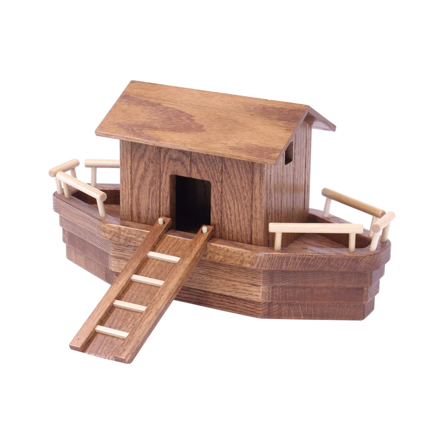 Wooden Noah’s Ark with boarding ramp attached