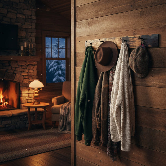 Rustic Wooden Coat Rack With 4 Metal Hooks, Made From Reclaimed Whiskey Barrel Staves
