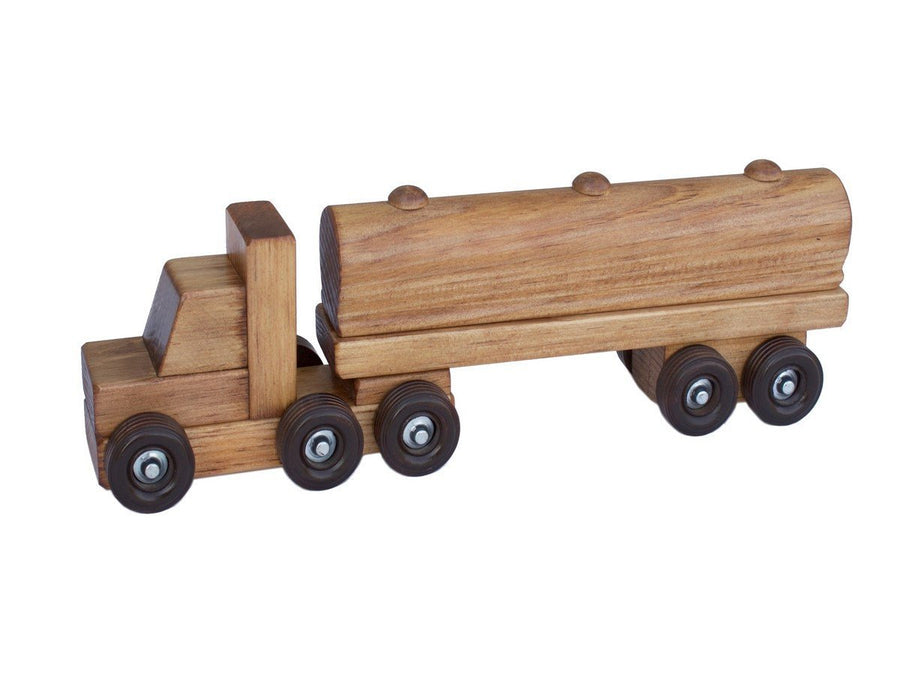 Wooden Tanker Truck Toy with Detachable Trailer