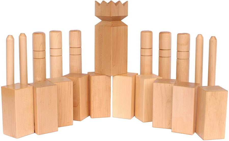 Maple Kubb king, blocks, throwing batons and boundary stakes