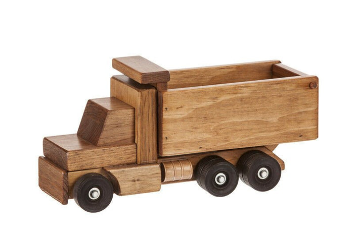 Amish-Made Wooden Toy Dump Truck, Kid-Safe Finish