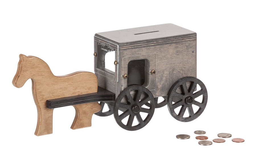 Wooden Horse & Buggy Coin Bank