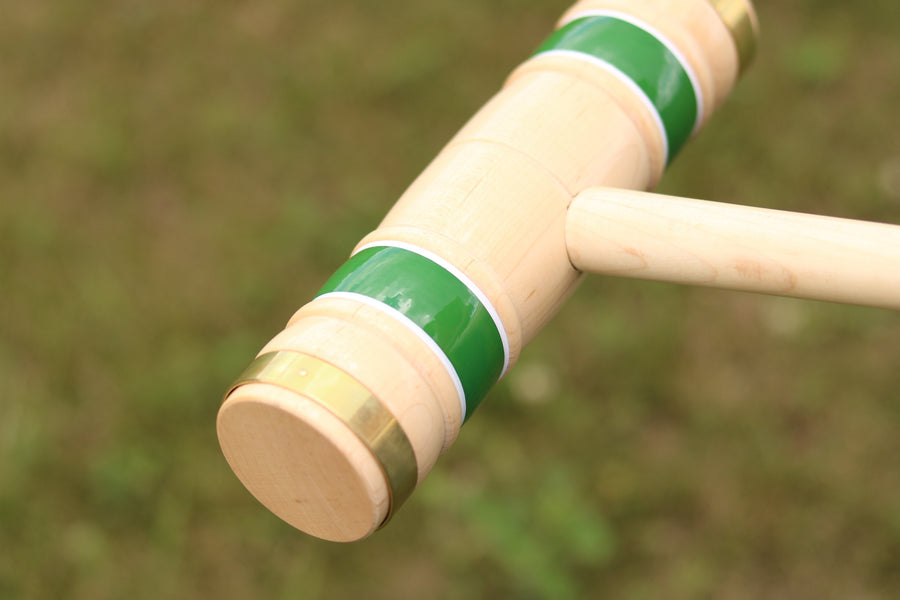 Maple croquet mallet with painted color bands