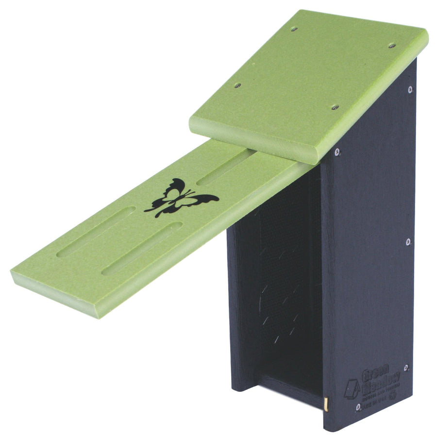 Butterfly house with front panel open