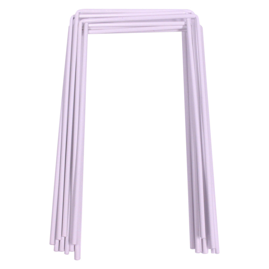 Nested white metal croquet wickets