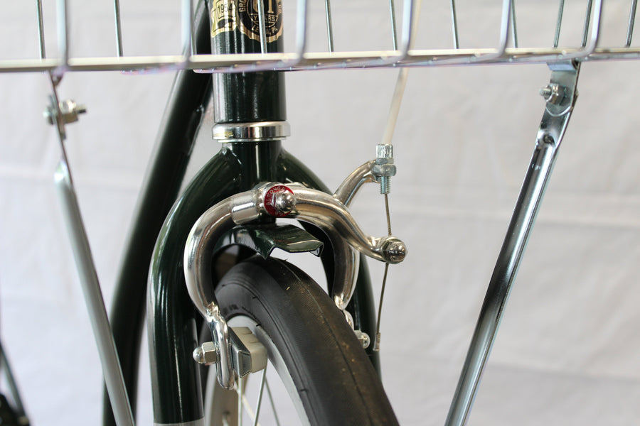 Close-up of the scooter front wheel brake