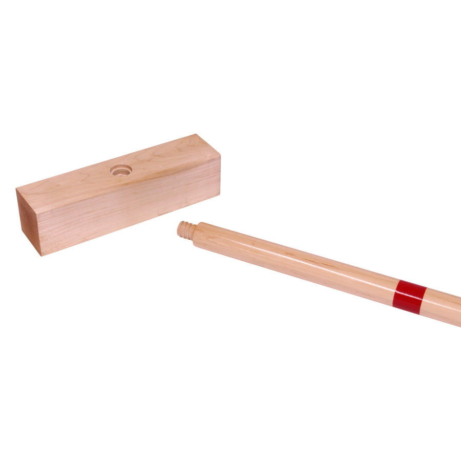 Rectangular wooden croquet mallet head and detached handle