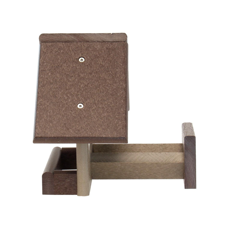 Rear support and roof of a peanut butter jar bird feeder