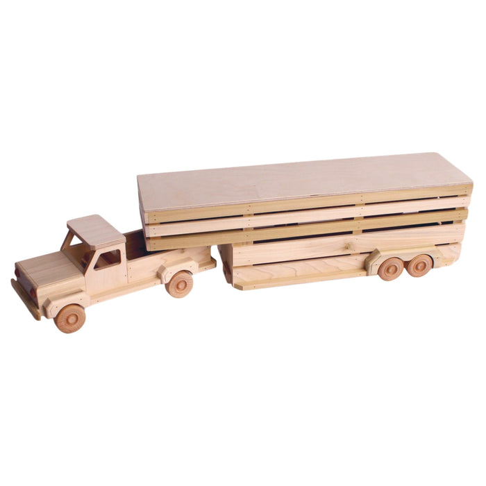 Wooden Pickup & Gooseneck Livestock Trailer Toy Set