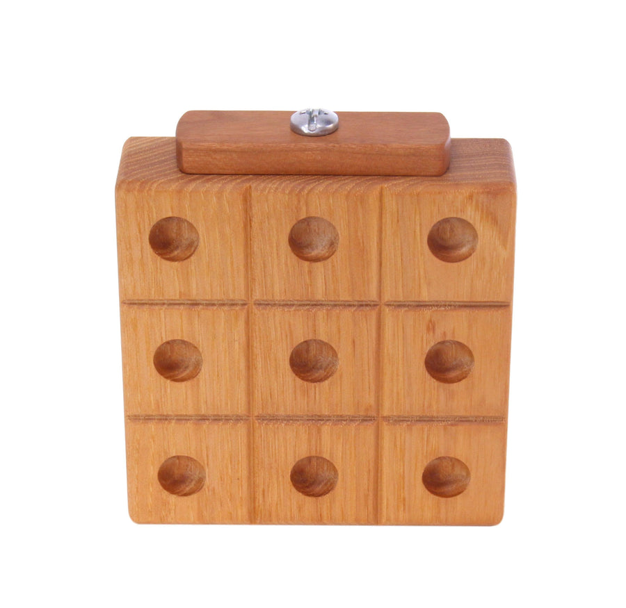 Wooden Marble Tic Tac Toe Game with Built-in Storage for Marbles