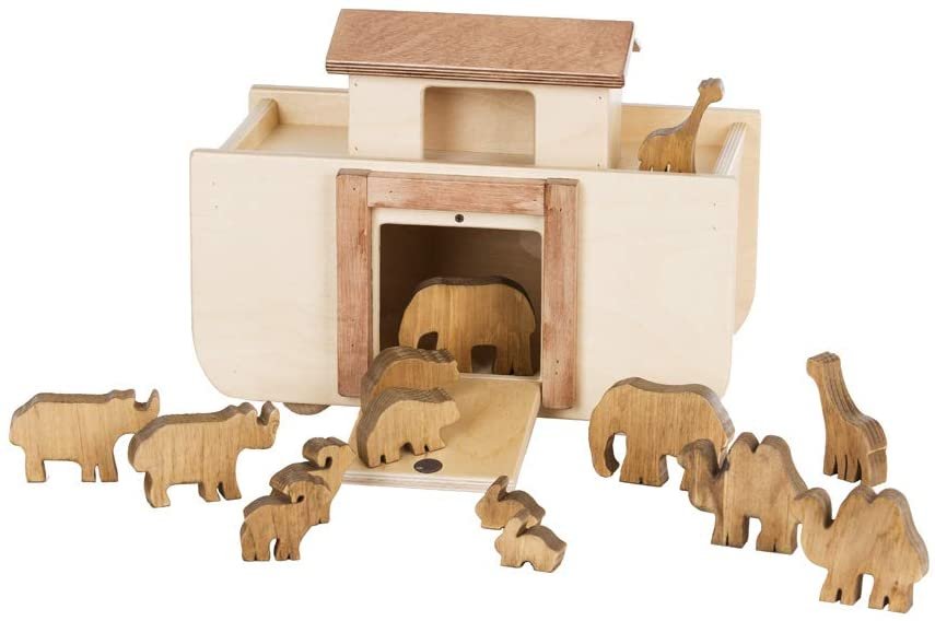 Wooden Noah’s Ark Toy with 14 Animals