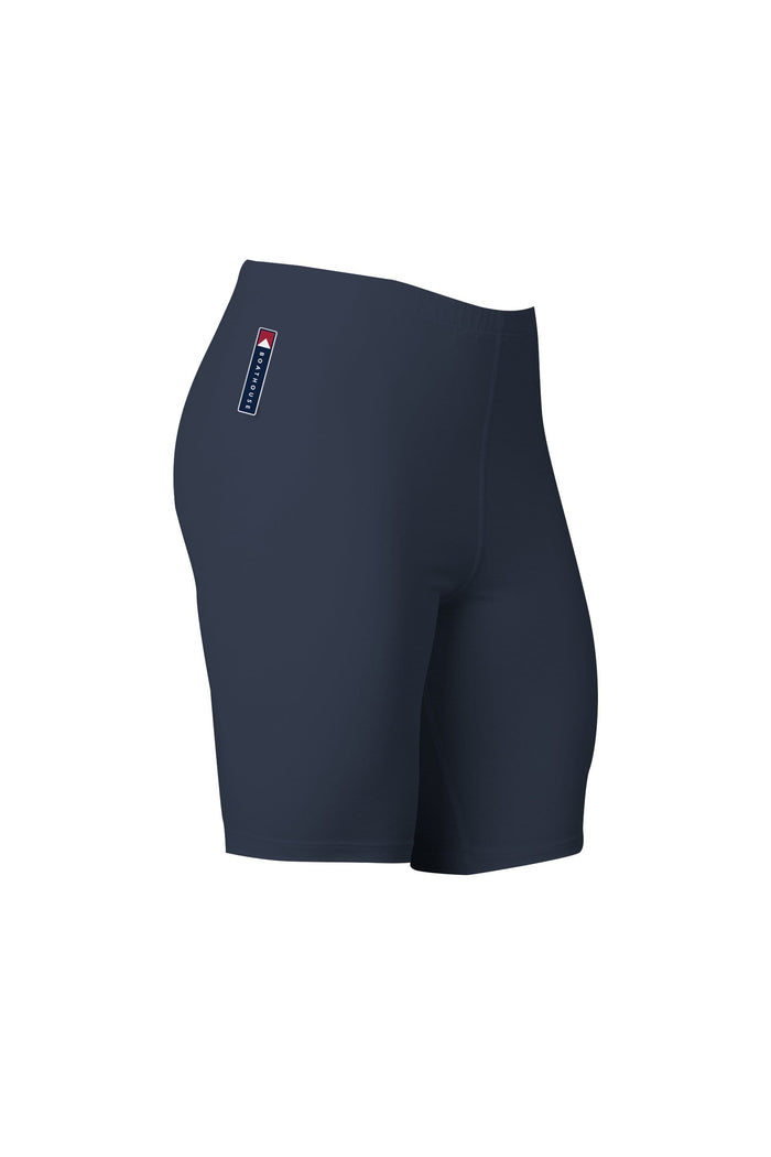 Men’s Core Compression Shorts: navy compression shorts, angled front view.