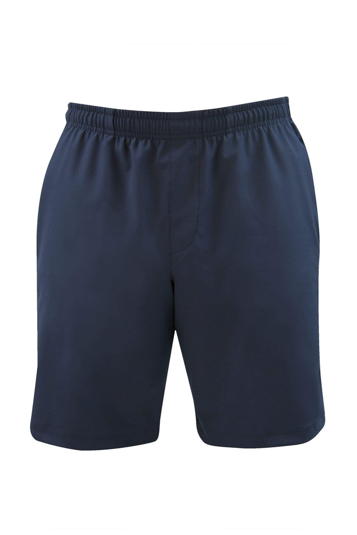 Men’s Journey Stretch Shorts: navy, front view.