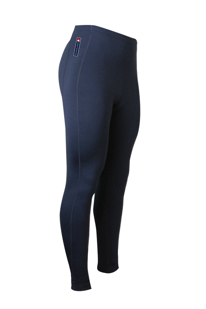 Men’s Durastretch Training Tights: model wearing navy tights, cropped front view.