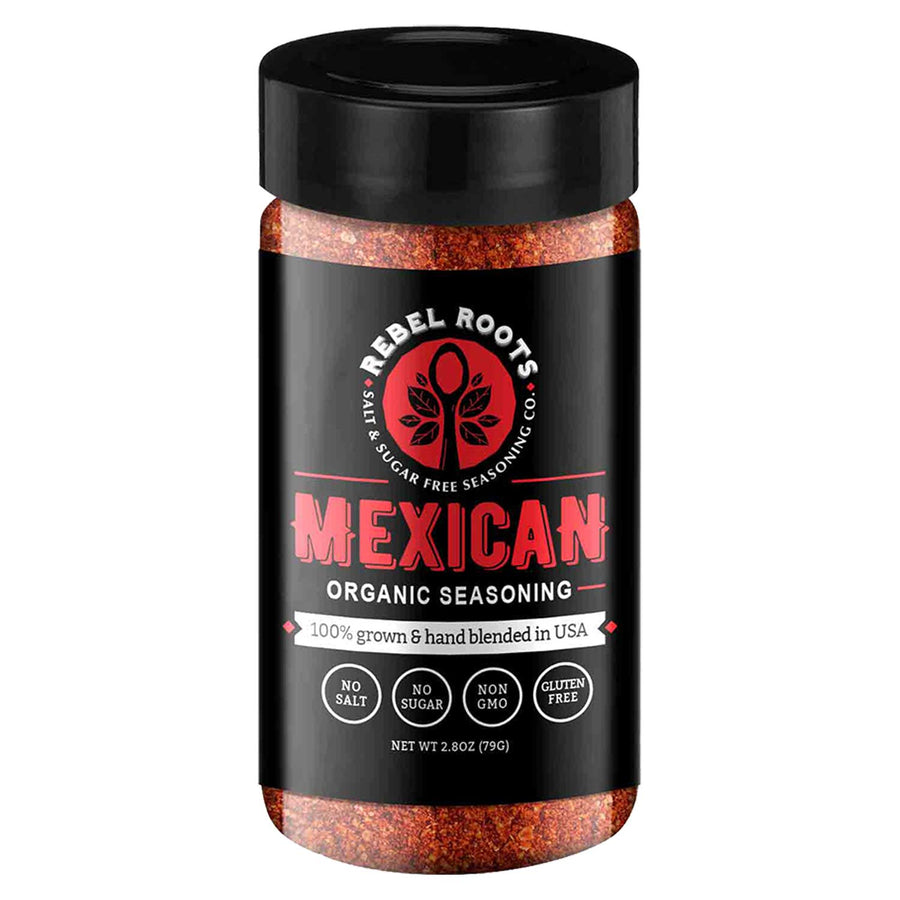 Rebel Roots Salt-Free Seasoning Blends: Mexican seasoning jar.