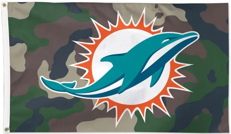 Miami Dolphins 3x5 camouflage flag with team logo