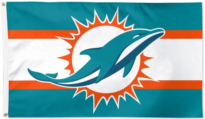 Miami Dolphins 3x5 Color Rush striped NFL flag with team logo