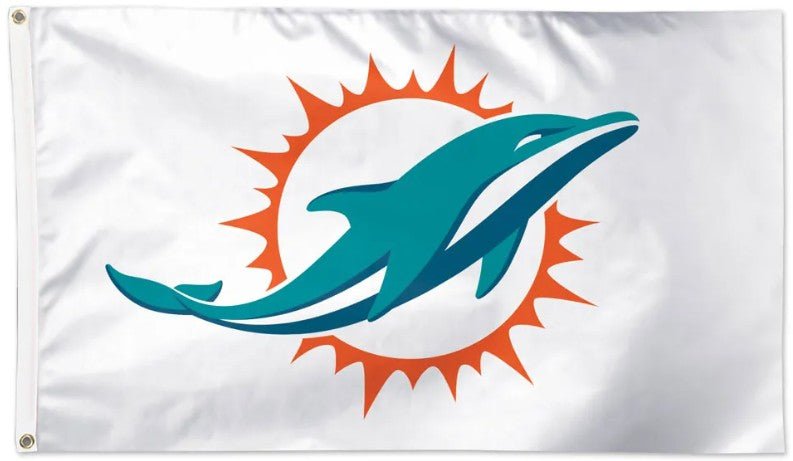Miami Dolphins 3x5 white flag with team logo