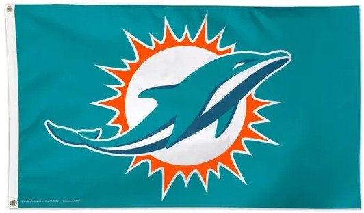 Miami Dolphins 3x5 flag with deluxe teal background