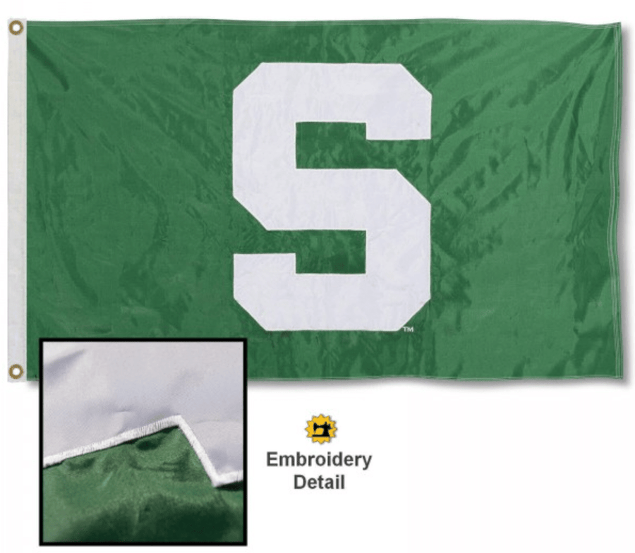 Michigan State Spartans green Block S NCAA flag