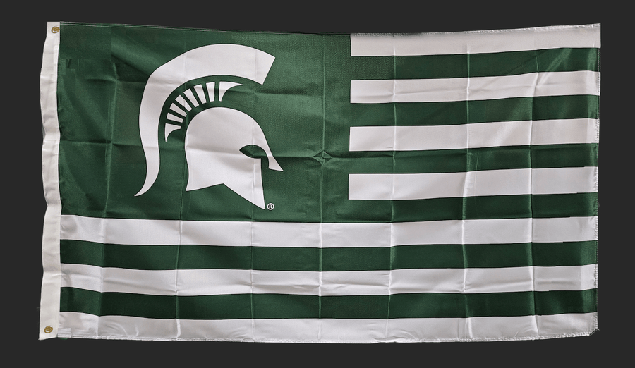 Michigan State Spartans striped patriotic Sparty flag