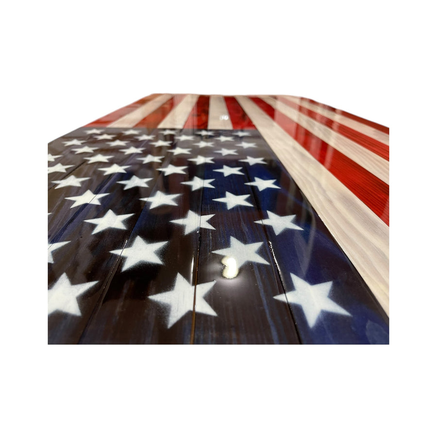 Epoxy wooden American flag personalized with custom engraving