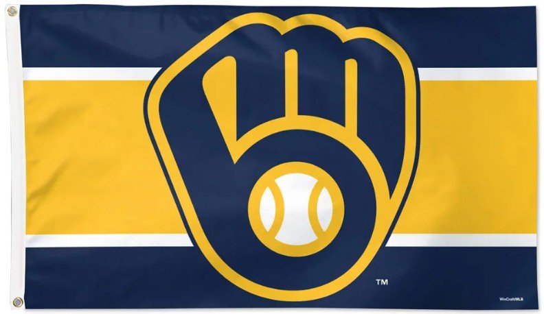 Milwaukee Brewers 3x5 striped MLB flag with team logo