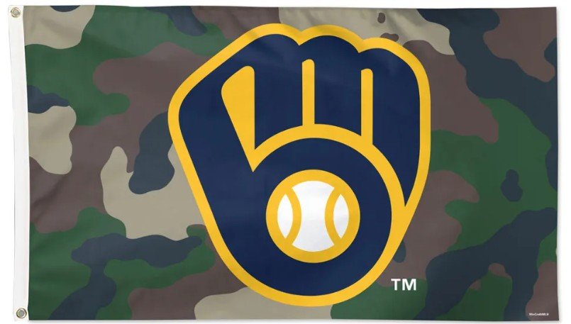 Milwaukee Brewers 3x5 camouflage MLB flag with team logo