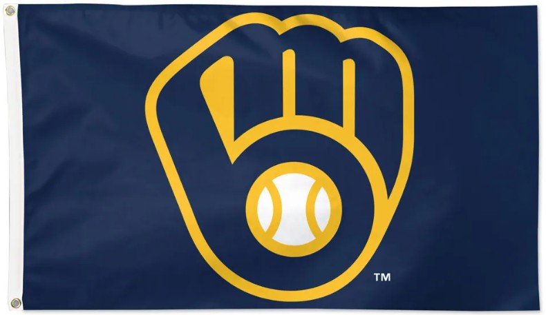 Milwaukee Brewers 3x5 MLB flag with deluxe blue background