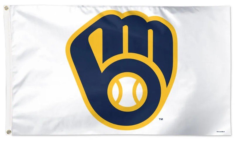 Milwaukee Brewers 3x5 white flag with team logo