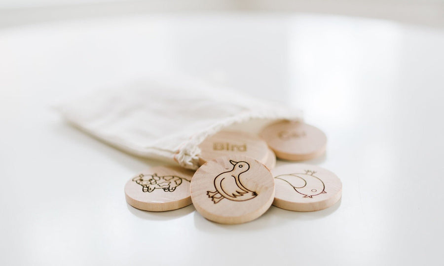 Mini Sight Word Matching Game: 14 Wooden Tiles