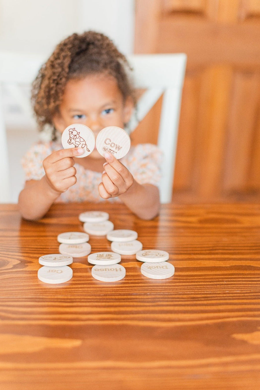 Mini Sight Word Matching Game: 14 Wooden Tiles
