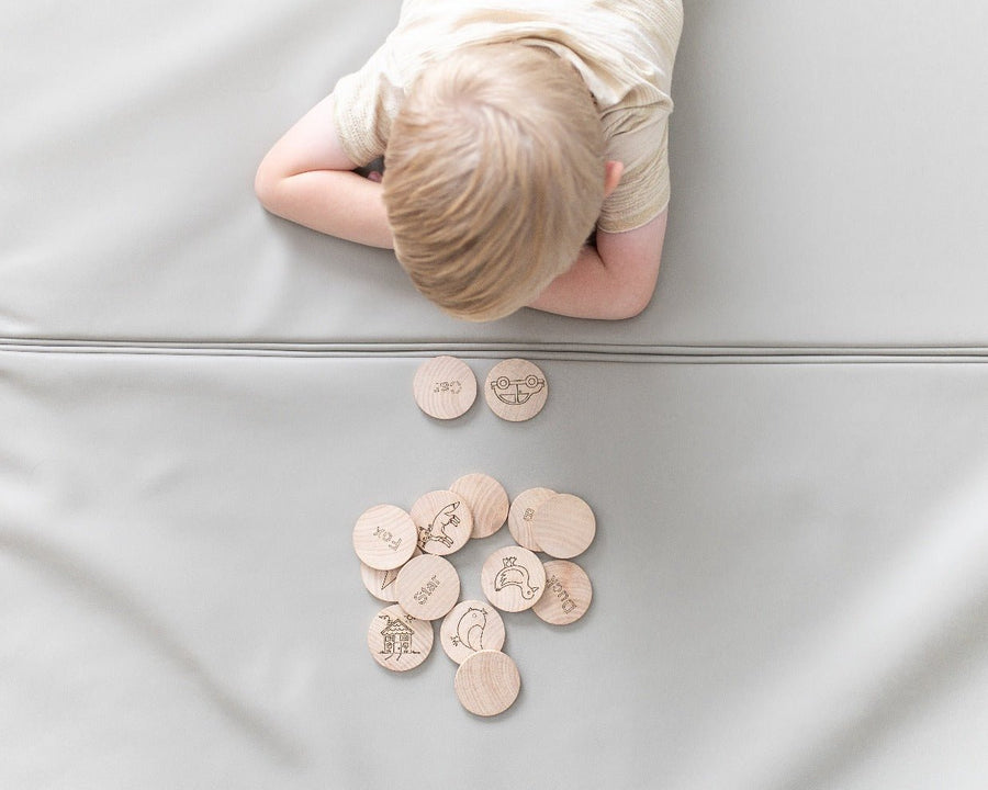 Mini Sight Word Matching Game: 14 Wooden Tiles