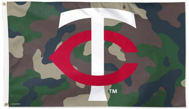 Minnesota Twins 3x5 camouflage MLB flag with team logo