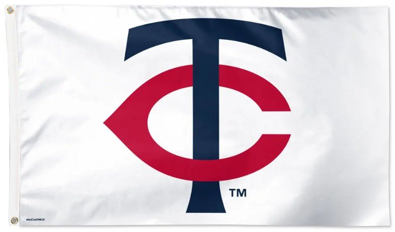 Minnesota Twins 3x5 white flag with team logo
